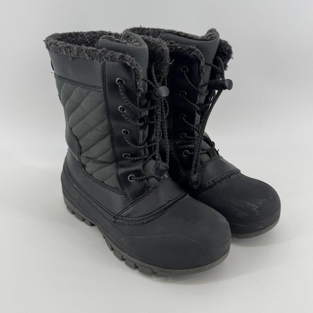 Youth Girls Thermolite EcoMade Black Winter Boots (size 4) #TM225